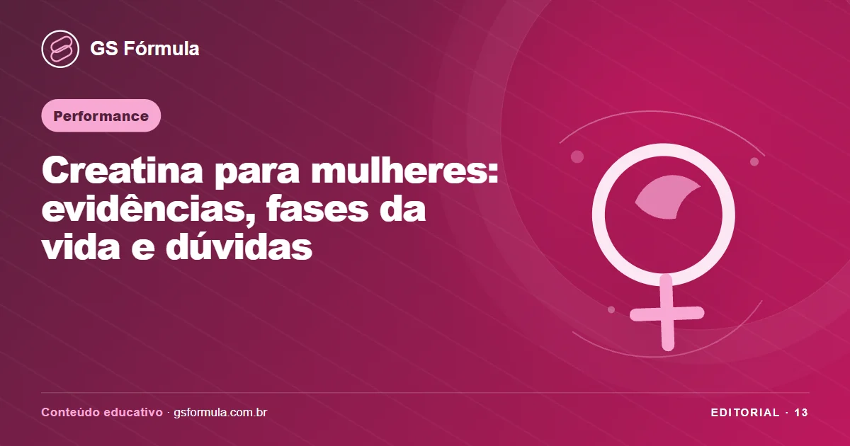 Ilustração editorial sobre Creatina para mulheres: evidências, fases da vida e dúvidas