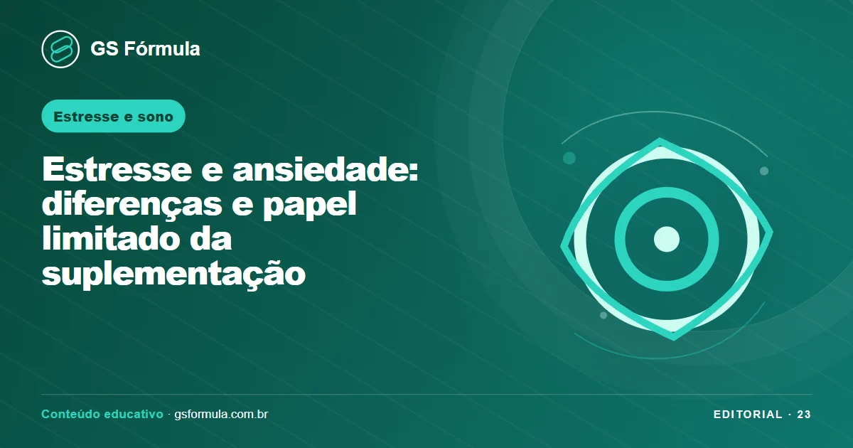 Ilustração editorial sobre Estresse e ansiedade: diferenças e papel limitado da suplementação