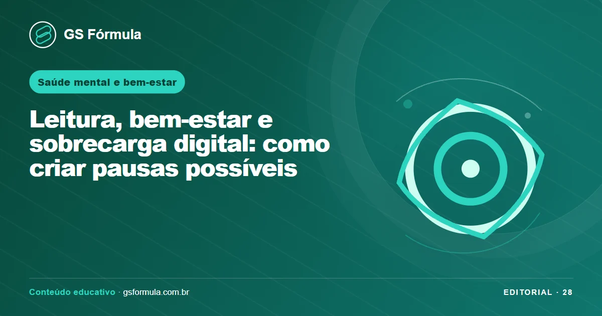 Ilustração editorial sobre Leitura, bem-estar e sobrecarga digital: como criar pausas possíveis