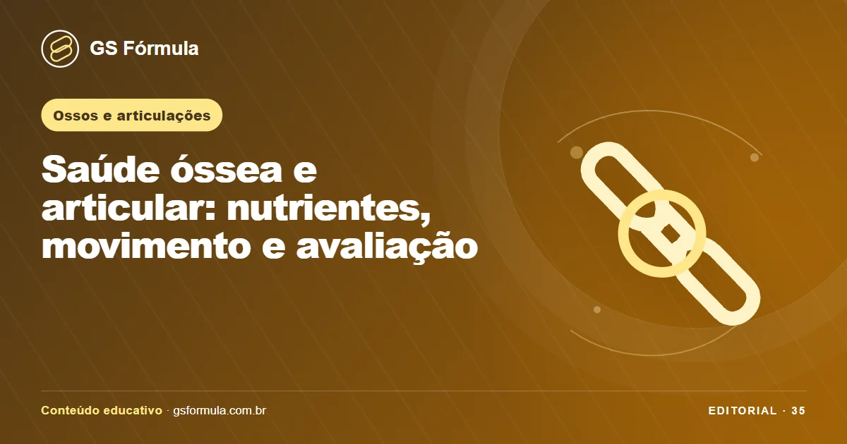 Ilustração editorial sobre Saúde óssea e articular: nutrientes, movimento e avaliação
