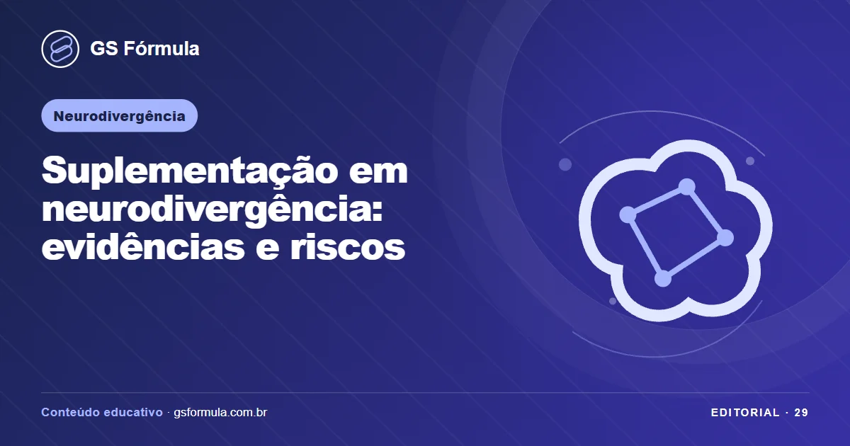 Ilustração editorial sobre Suplementação em neurodivergência: evidências e riscos