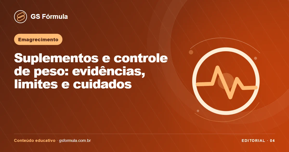 Ilustração editorial sobre Suplementos e controle de peso: evidências, limites e cuidados