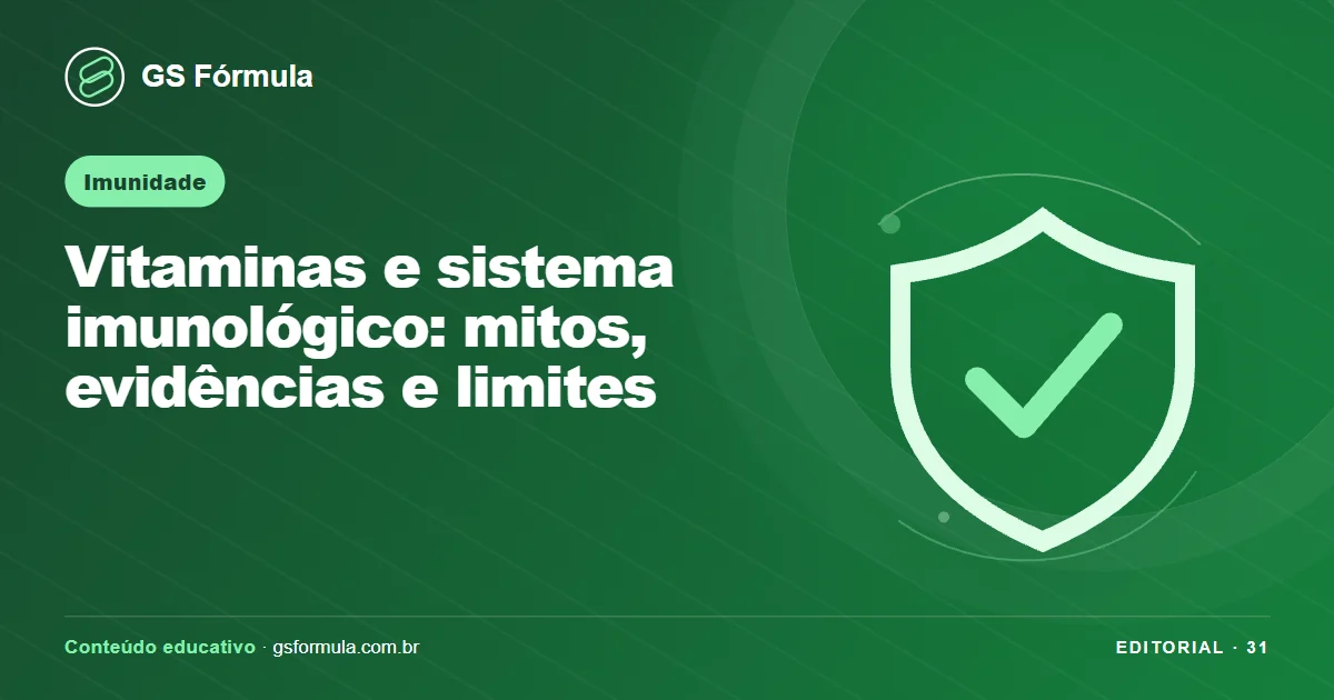 Ilustração editorial sobre Vitaminas e sistema imunológico: mitos, evidências e limites