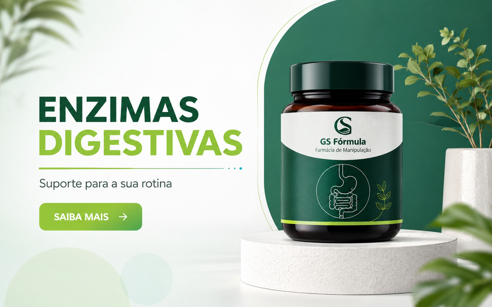 Enzimas Digestivas com Protease e Pepsina, 60 cápsulas, da GS Fórmula