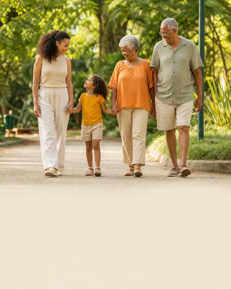 Família em atividade leve ao ar livre