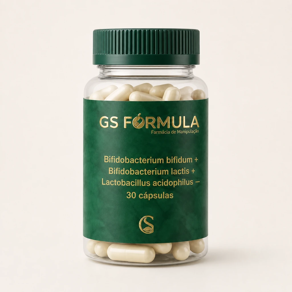 Bifidobacterium bifidum + Bifidobacterium lactis + Lactobacillus acidophilus — 30 cápsulas