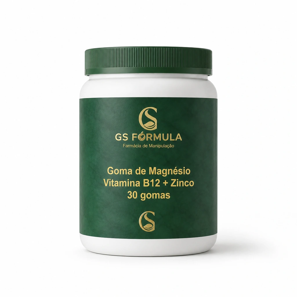 Goma de Magnésio + Vitamina B12 + Zinco 30 gomas