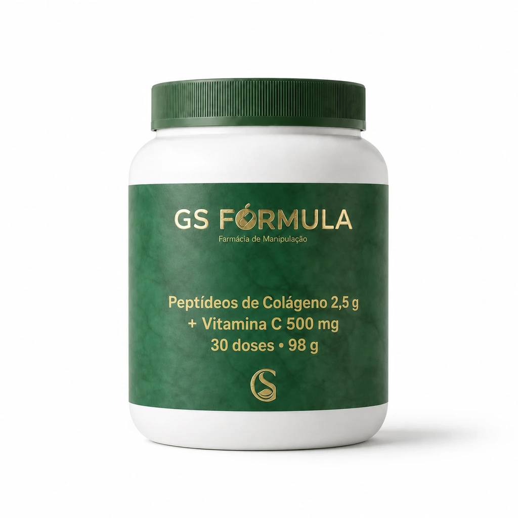 Peptídeos de Colágeno 2,5g + Vitamina C 500mg - 30 Doses 98g