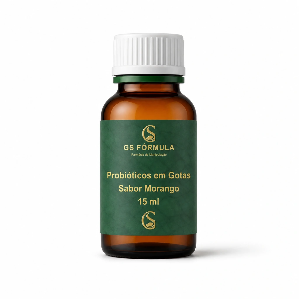 Probióticos Gotas 15 ml - Sabor Morango - Equilibra Flora Intestinal