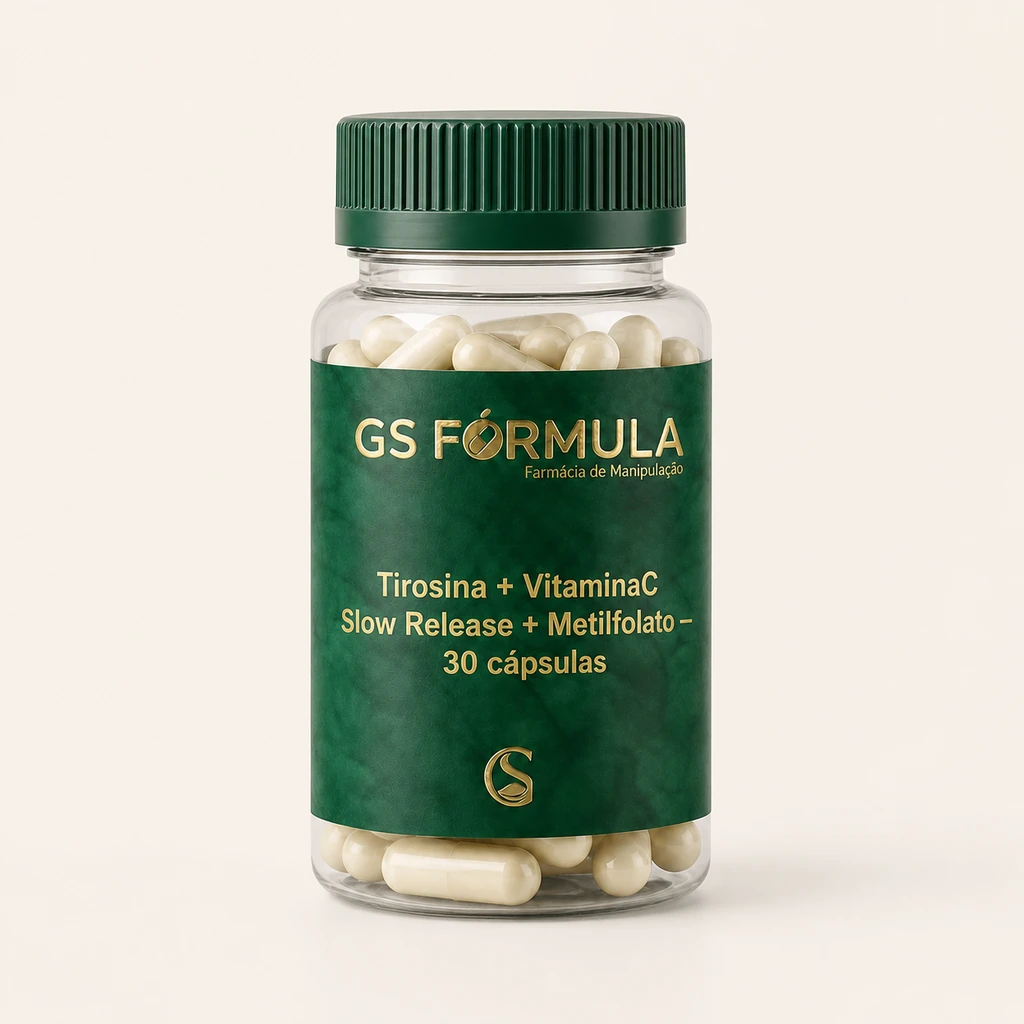 Tirosina + VitaminaC Slow Release + Metilfolato — 30 cápsulas