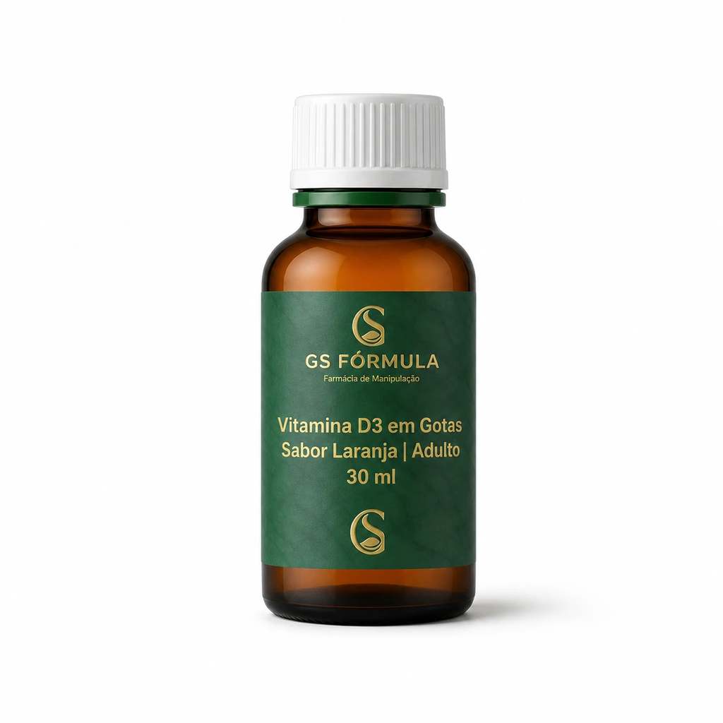 Vitamina D3 para Adultos em Gotas - Sabor Laranja 30ml