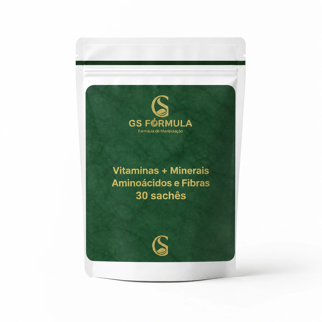 Vitaminas, minerais, aminoácidos e fibras 30 sachês | Coenzima Q10 + Vitamina C + Glutamina + Associações